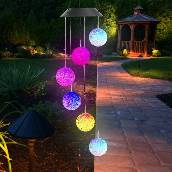 Solar Powered LED Ball Wind Chimes Color Changing LED String Light Garden Patio Decor