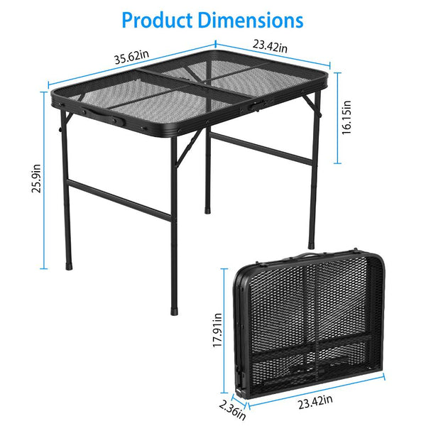 Foldable Camping Table Collapsible Picnic Aluminum Alloy Grill Stand 88LBS Max Load Height Adjustable BBQ Table