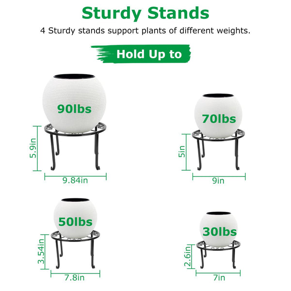 4Packs Iron Plotted Plant Stands Shelves Heavy Duty Round Flower Pot Holder Rack Home Yard Garden Patio Décor