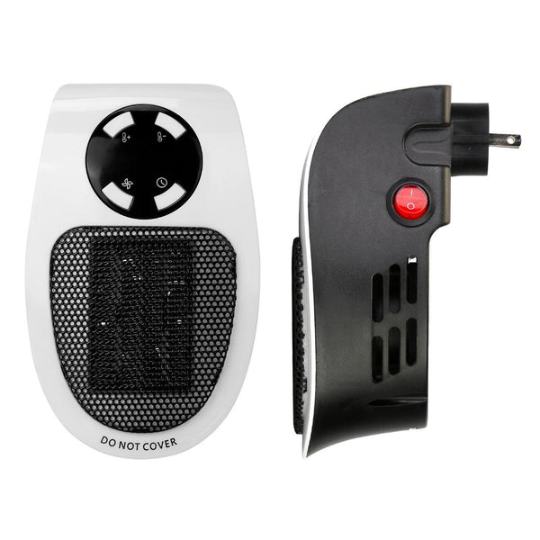 500W Portable Heater Fan Wall Outlet Plug-in Adjustable Temp w/ Remote Control