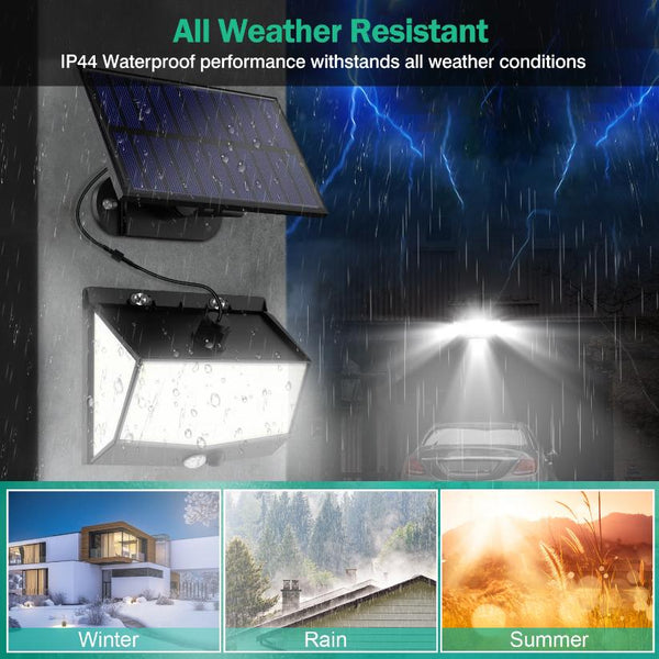 Solar Powered Wall Lights Motion Sensor Outdoor Lamps Separate Solar Panel 468 LED