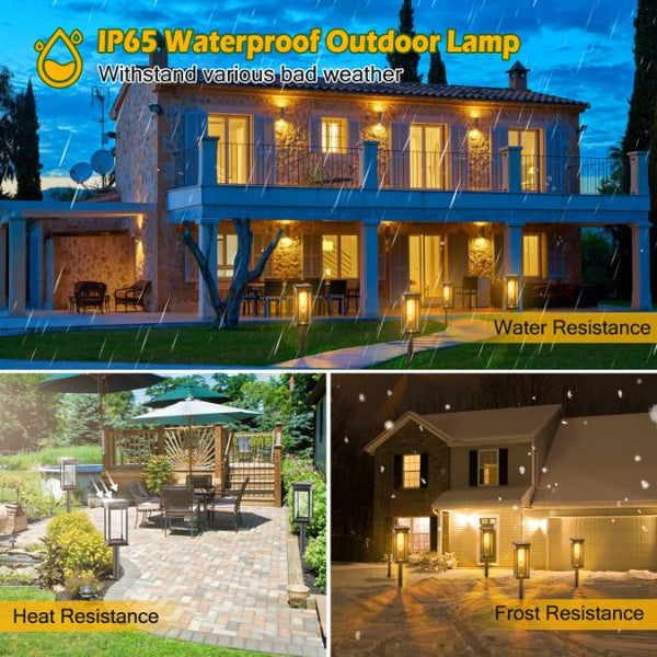 6 Pack Solar Powered Stake Lights Outdoor Pathway Decorative Landscape Lamps