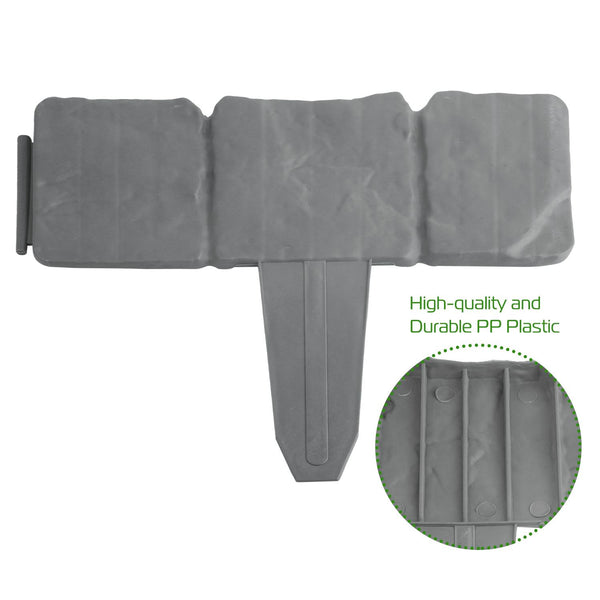 20 PCS Cobbled Stone Border Edging Effect Plastic Garden Lawn