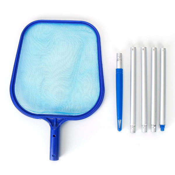 Swinging Pool Skimmer Cleaner Mesh Net Leaf Cleaning Scoop Pool Leaf Rake Debris Skimmer w/ Fine Mesh 4 Telescopic Pole Sections For Swimming Pools Ho