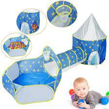 3 In 1 Child Crawl Tunnel Tent Kids Play Ball Pit Set Foldable Play House Pop-up