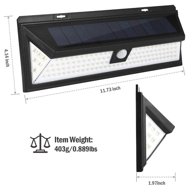 Solar Lights 118 LED Solar Wall Light Outdoor Motion Sensor Lamp 270° Wide Angle