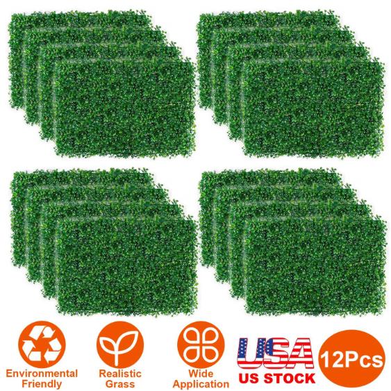 12Pcs Artificial Boxwood Topiary Hedge Plant Grass Backdrop Fence Privacy Screen Grass Wall Decoration For Balcony Garden Fence
