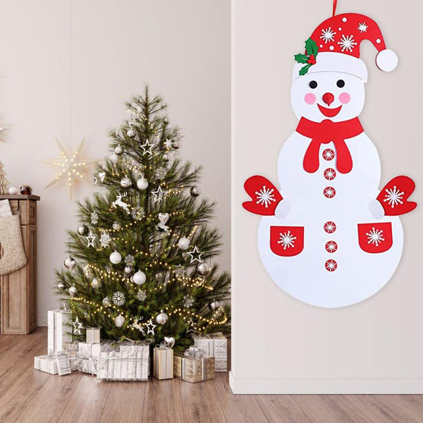 Felt Christmas Snowman Set DIY Hanging Decoration Kit 54Pcs Detachable Ornaments
