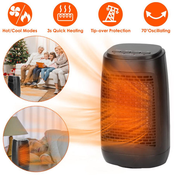 1500W Personal Oscillating Portable Electric Space Heater Personal Fan Ceramic Heater