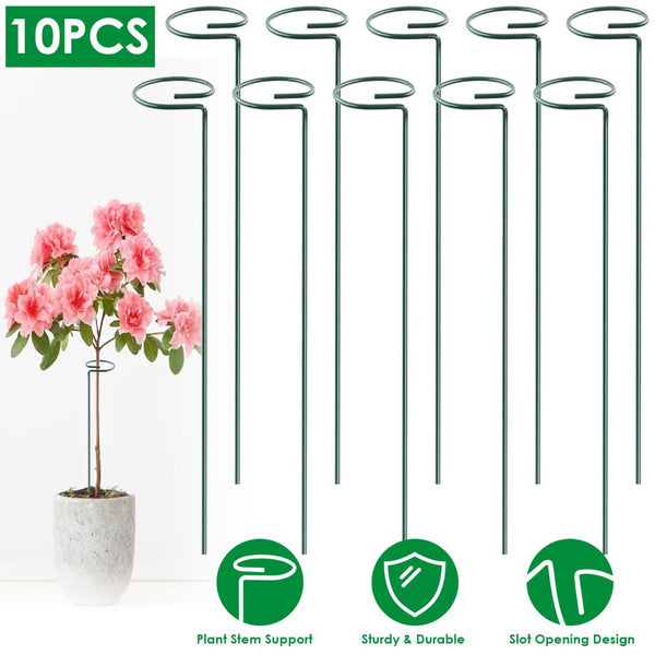 10Pcs 10in Plant Support Stakes Garden Flower Single Stem Support Stake Iron Plant Cage Support Ring For Tomatoes Orchid Lily Peony Rose Flower Amaryl