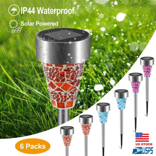 6 Pack Solar Garden Lights Outdoor Solar Pathway Lights Water-resistant Landscape Lights