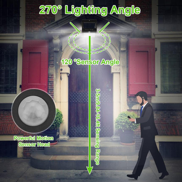 Solar Wall Light Outdoor 100 LEDs PIR Motion Sensor Lamps IP65 Waterproof Lighting