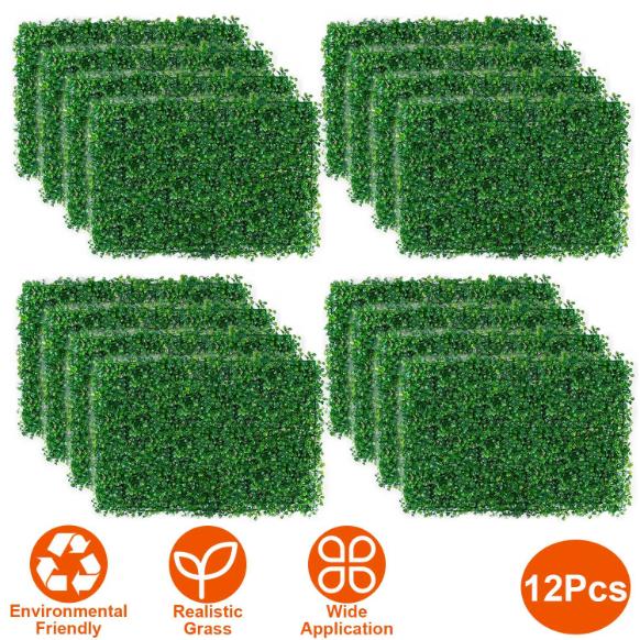 12Pcs Artificial Boxwood Topiary Hedge Plant Grass Backdrop Fence Privacy Screen Grass Wall Decoration For Balcony Garden Fence