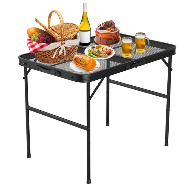 Foldable Camping Table Collapsible Picnic Aluminum Alloy Grill Stand 88LBS Max Load Height Adjustable BBQ Table