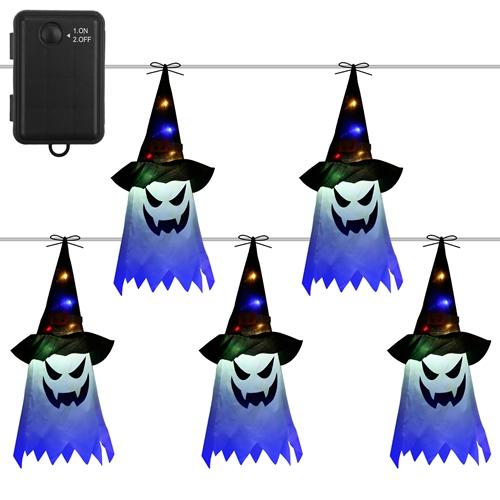 Halloween Ghost Witch Hat Hanging Light Lantern Outdoor String Decorative Light Patio