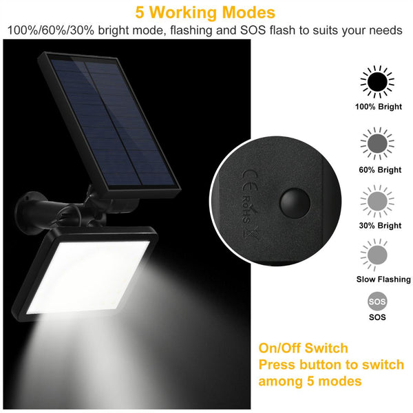 48 LEDs Solar Spotlight Outdoor Light Sensor Wall Lawn Garden Lamp Waterproof