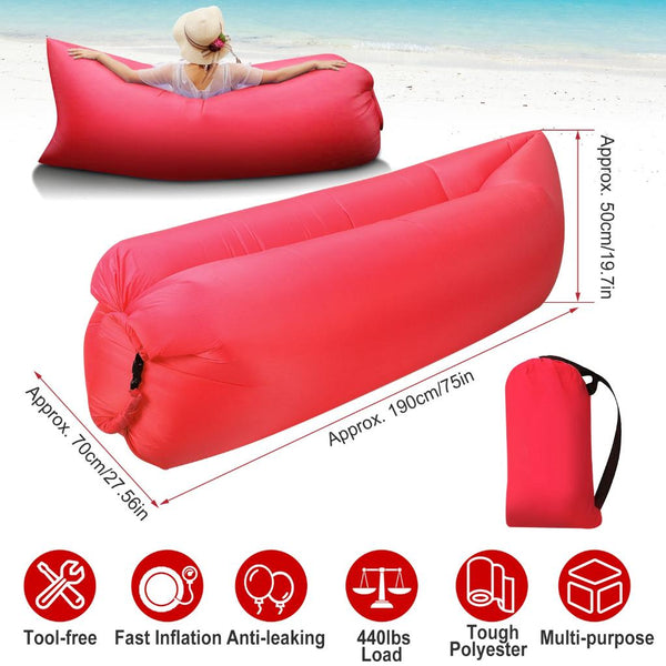 Inflatable Lounger Air Sofa Lazy Bed Sofa Portable Bag Water-Resistant Lake Beach Camping