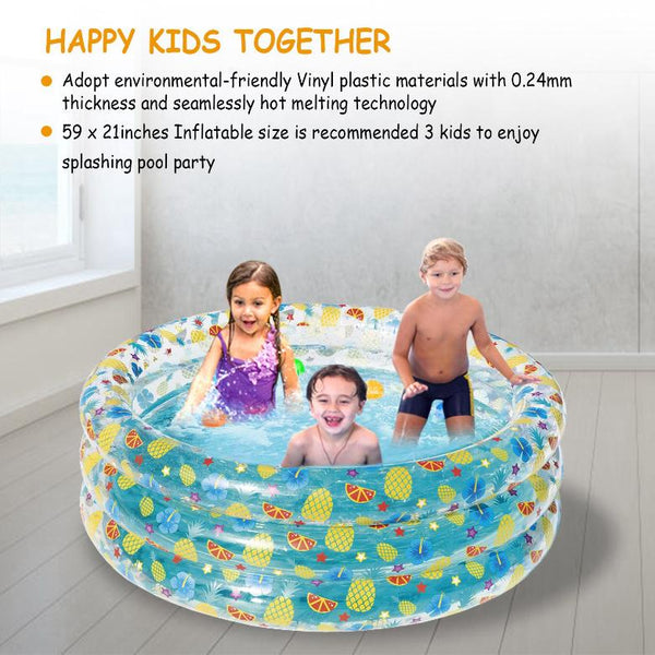 5FT Inflatable Swimming Pool Blow Up For 3 Kids Foldable Swim Ball Pool Backyard Beach