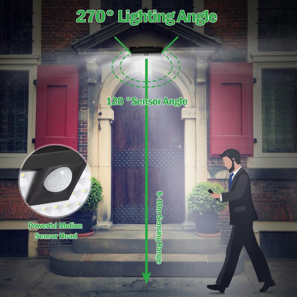 Solar Lights 118 LED Solar Wall Light Outdoor Motion Sensor Lamp 270° Wide Angle