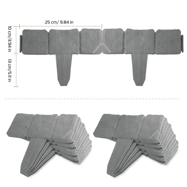 20 PCS Cobbled Stone Border Edging Effect Plastic Garden Lawn
