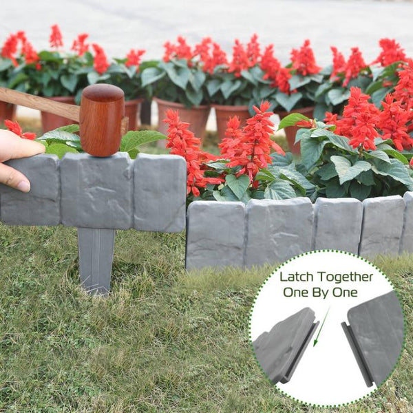 20 PCS Cobbled Stone Border Edging Effect Plastic Garden Lawn