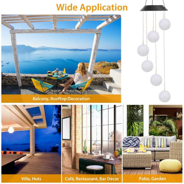 Solar Powered LED Ball Wind Chimes Color Changing LED String Light Garden Patio Decor