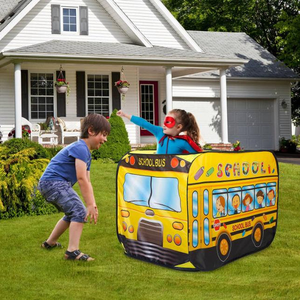 School Bus Kids Play Tent Foldable Pop Up Tent Children Baby Play House