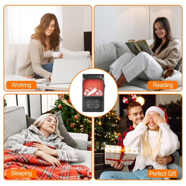 800W Plug-In Space Heater Wall Outlet Heater Rotatable Adjustable Temp