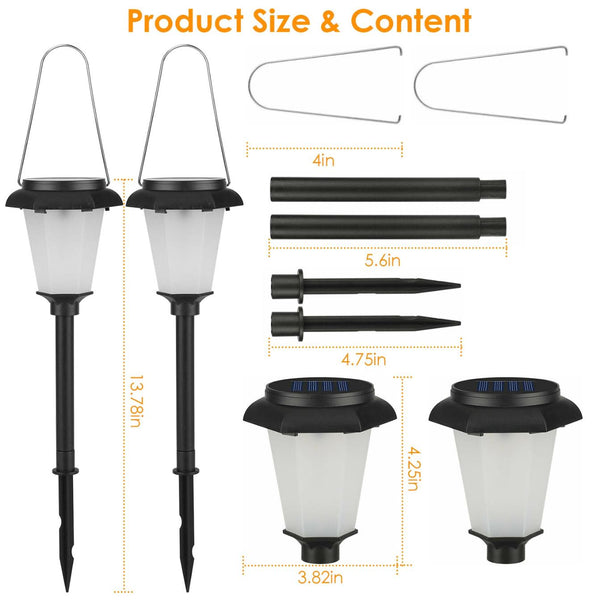 2 Pack Solar Flame Torch Light Flickering Flame Stake Lamp Decorative Landscape Lamp