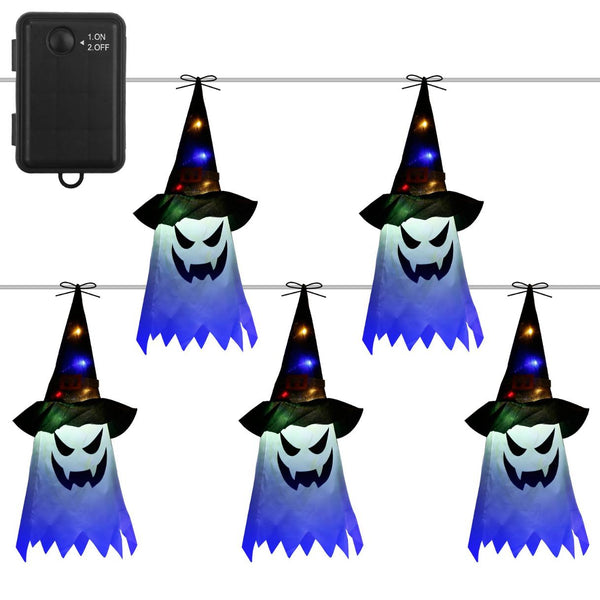 Halloween Ghost Witch Hat Hanging Light Lantern Outdoor String Decorative Light Patio
