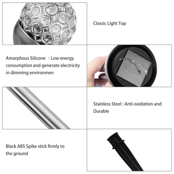 3 Pcs Outdoor Solar Light Balls RGB Light Garden Decor Lamp Landscape Christmas