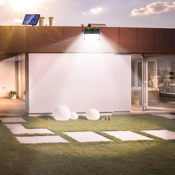 Solar Powered Wall Lights Motion Sensor Outdoor Lamps Separate Solar Panel 468 LED
