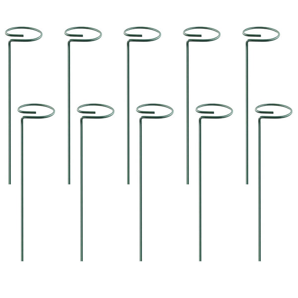 10Pcs 10in Plant Support Stakes Garden Flower Single Stem Support Stake Iron Plant Cage Support Ring For Tomatoes Orchid Lily Peony Rose Flower Amaryl