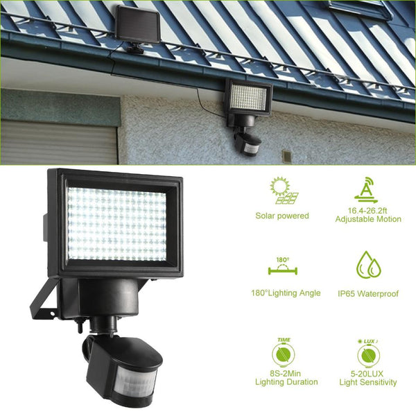 Solar Wall Lights 120 LEDs Flood Lights Outdoor 120° Motion Sensor Separate Panel