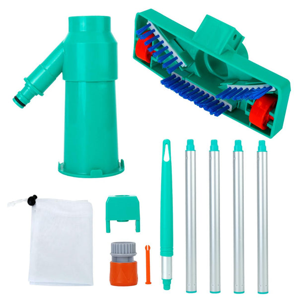 Swimming Pool Vacuum Head Brush Cleaner Telescopic Pole Fountain Cleaning Tool w/ Bag