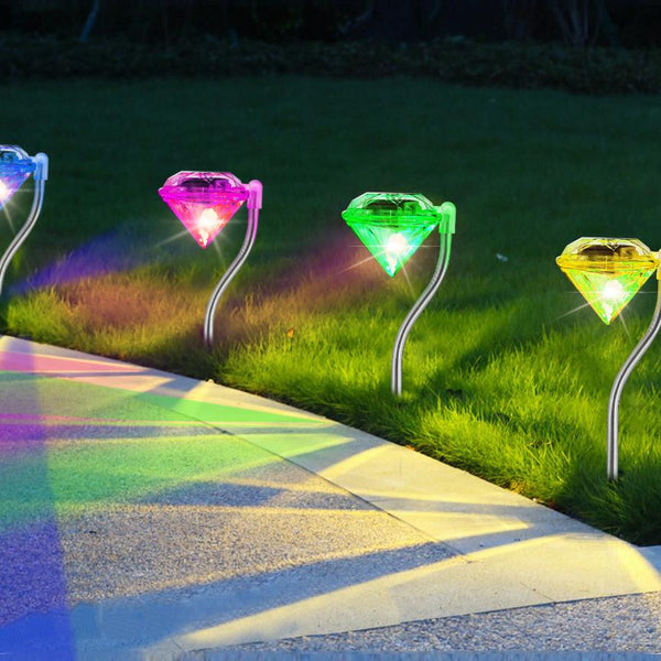 4Pcs Solar Garden Light Outdoor LED Lights 7-Color Changing Waterproof Pathway Stakes