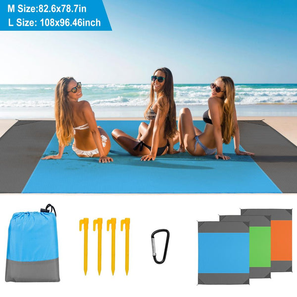 Sand Proof Picnic Blanket Water Resistant Camping Beach Mat 4 Anchors 2-3 People