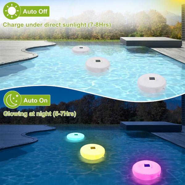 Solar Powered Floating Pool Lamp Light Swimming Pool w/ 7 Colors for Ponds Fountains