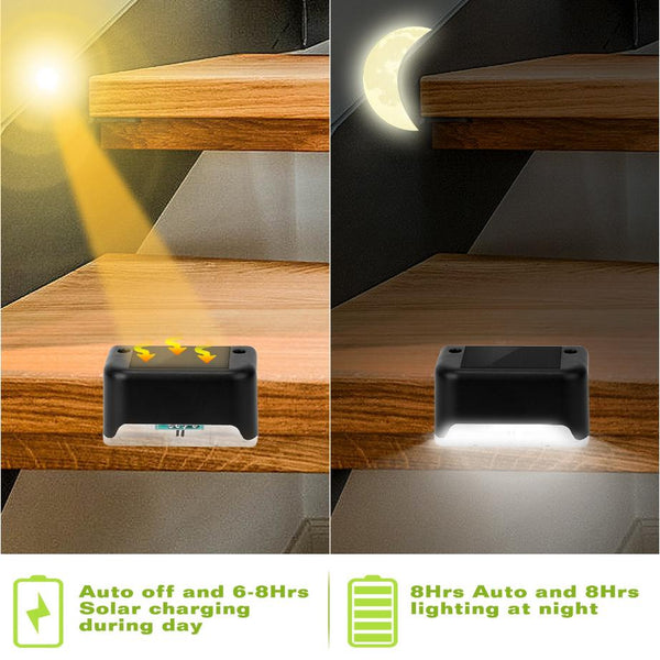 4 Pack Solar LED Step Lights Outdoor Dusk To Dawn Sensors Fence Lamps Stairs Yard Railing