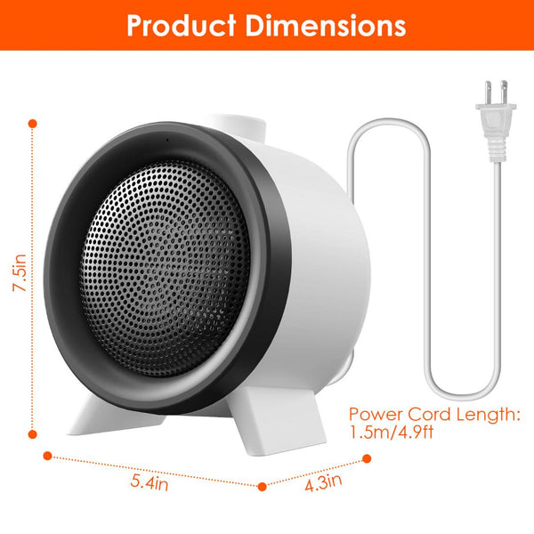 1000W Electric Space Heater Ceramic Heater Fan Heating Fan with 3 Modes Fast Heating