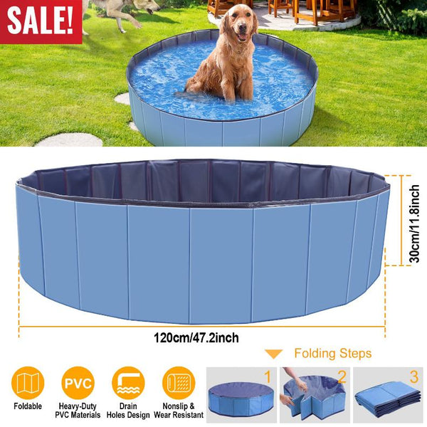 Foldable Pet Kiddie Baby Swimming Pool Dog Swim Bathing Tub Playmat Kids Pools 4 FT