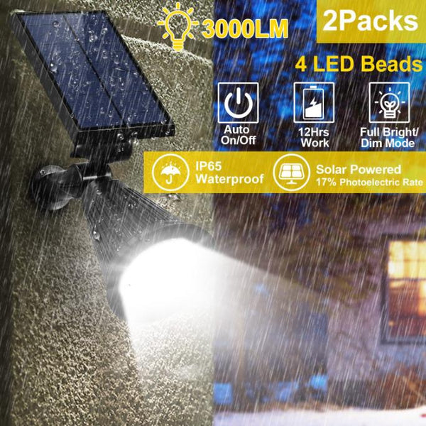 2 Pack Solar Spotlight Outdoor Dusk To Dawn Light Wall Path Lawn Garden Lamp