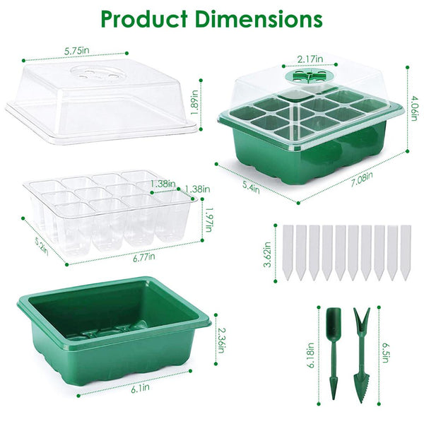 10Pcs Seed Starter Tray Kit Reusable Seeding Propagator Growing Germination Tray
