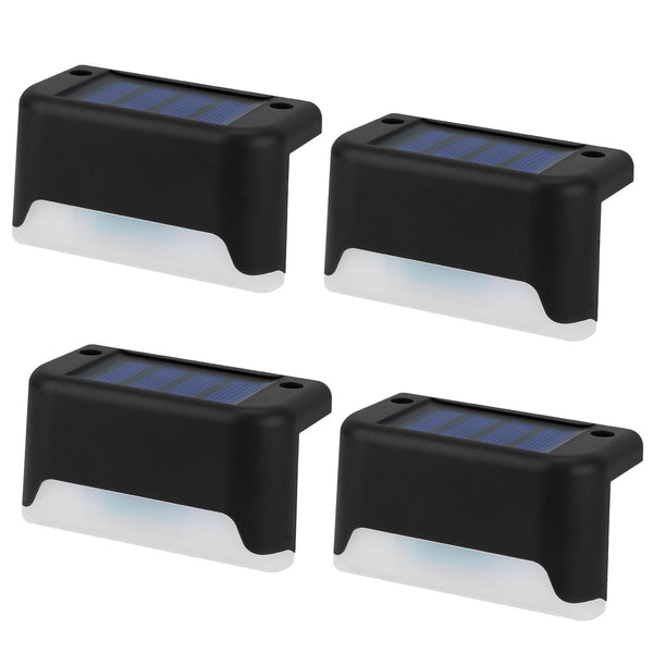 4 Pack Solar Powered LED Step Lights Outdoor Waterproof Dusk To Dawn Sensors