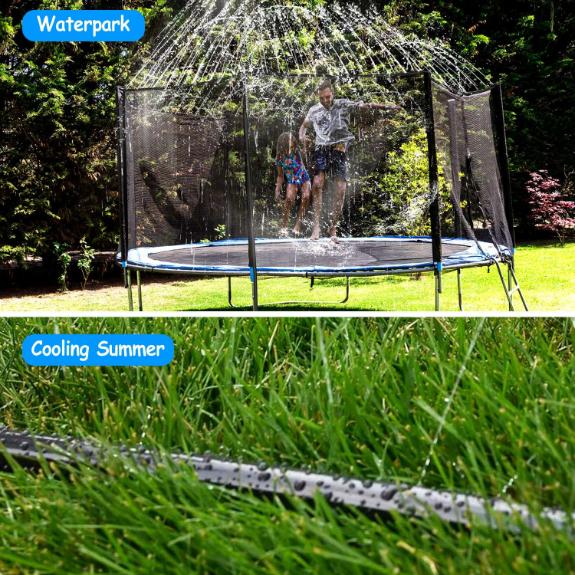 Kids Trampoline Sprinkler Outdoor Water Park Sprinkler for Kids Outdoor Water Game Toys for Backyard Boys Girls Summer Fun (39ft)