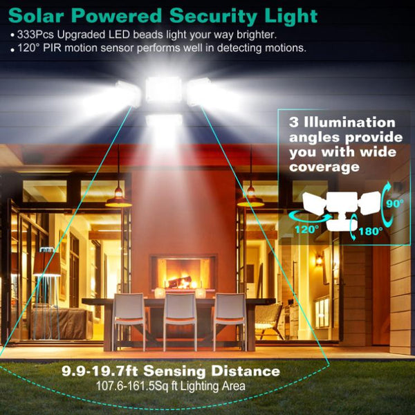 2 Pack Solar Powered Wall Lights IP44 Waterproof Motion Sensor Lamps Separate Solar Panel