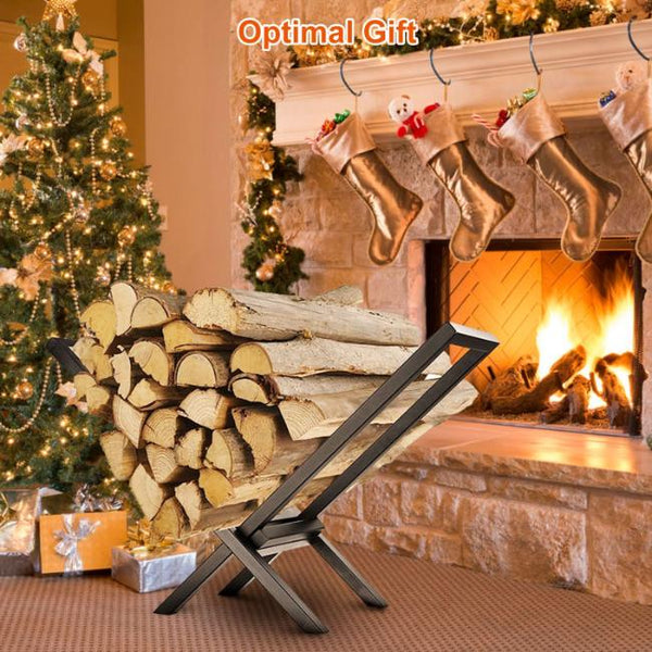Firewood Log Rack 220LBS Steel Wood Lumber Storage Stacking X Shape Holder