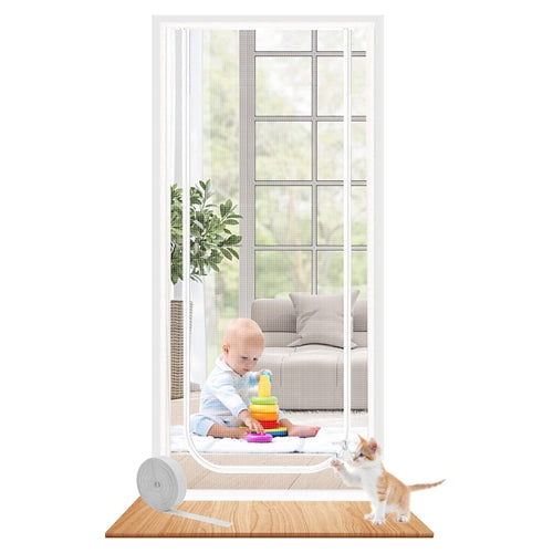 Mesh Door Screen Heavy Duty Pet Proof Scratch-Proof Double Sided Zipper