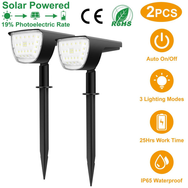 Solar Landscape Spotlights Waterproof Lights Auto On/Off Solar Powered Security Wall Lights