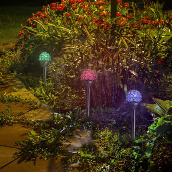 3 Pcs Outdoor Solar Light Balls RGB Light Garden Decor Lamp Landscape Christmas